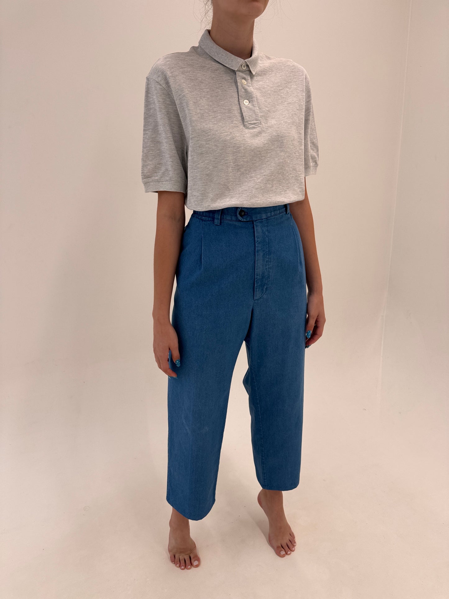 Jeans Burberry vintage ultra soft de vară cu pense și talie ultra înaltă