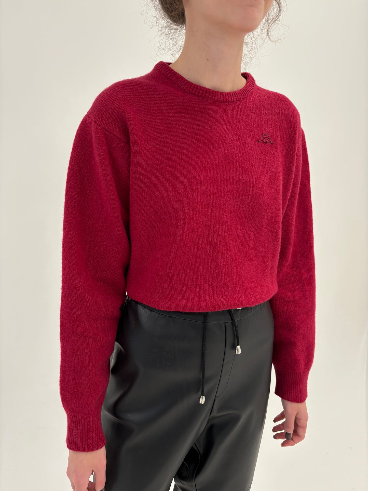 Pulover italian rasberry red din lana extrafina de gramaj mare