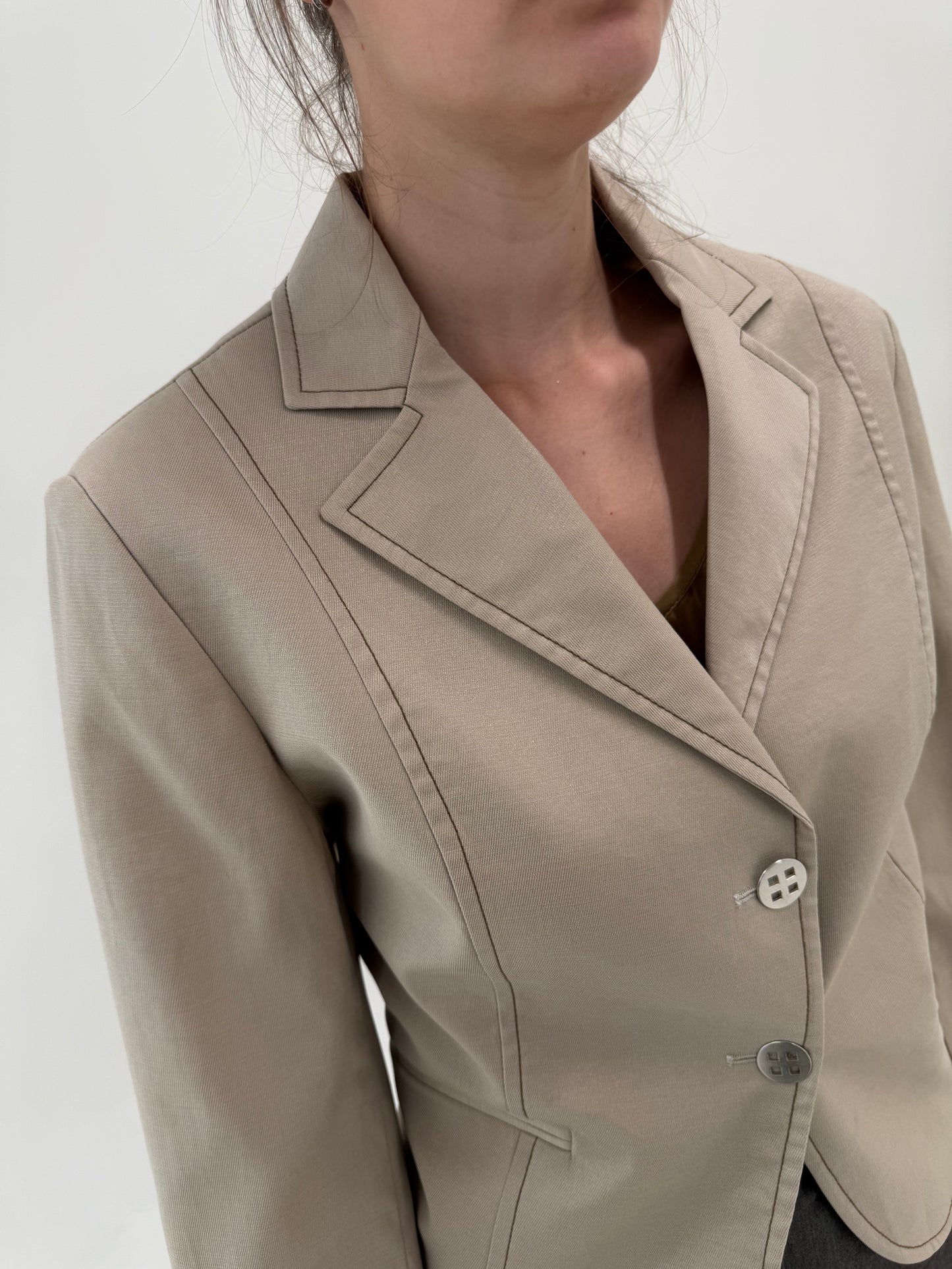 Sacou sand nude de vară din twill de bumbac ultra confort cu efect ușor perlat