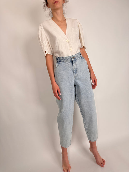 Jeanși light wash modelatori cu talie ultra înaltă