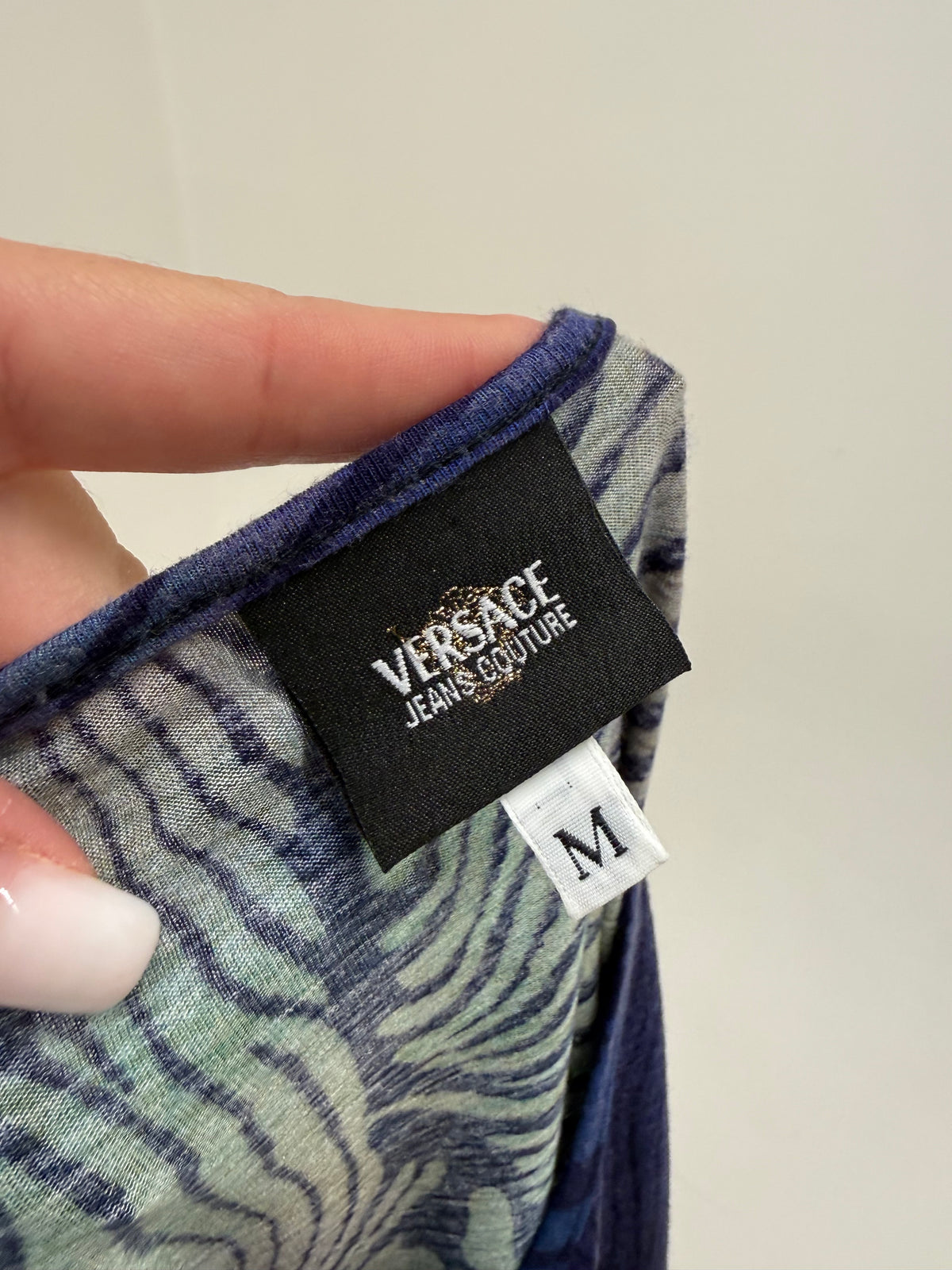 Top vintage Versace Y2K cu print superb din bumbac modelator