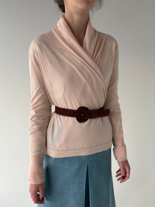 Cardigan powder Pink din mix de cașmir