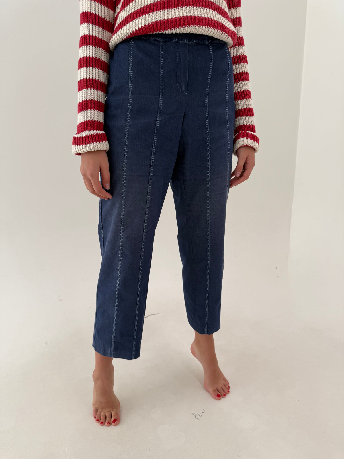 Pantaloni de brand premium plus size italian cu aspect de jeans ultra confort