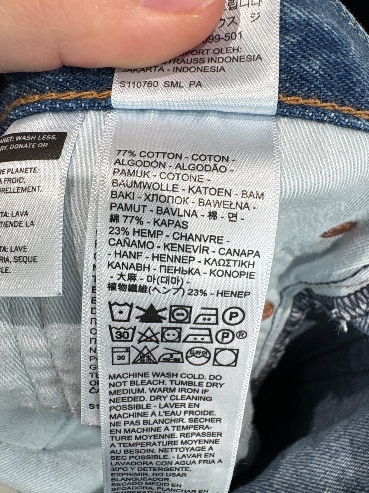 Jeans Levi’s 551 cu talie ultra înaltă din bumbac gros cu cânepă