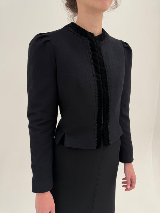 Sacou vintage negru cambrat de la zi la seară din lana extrafina