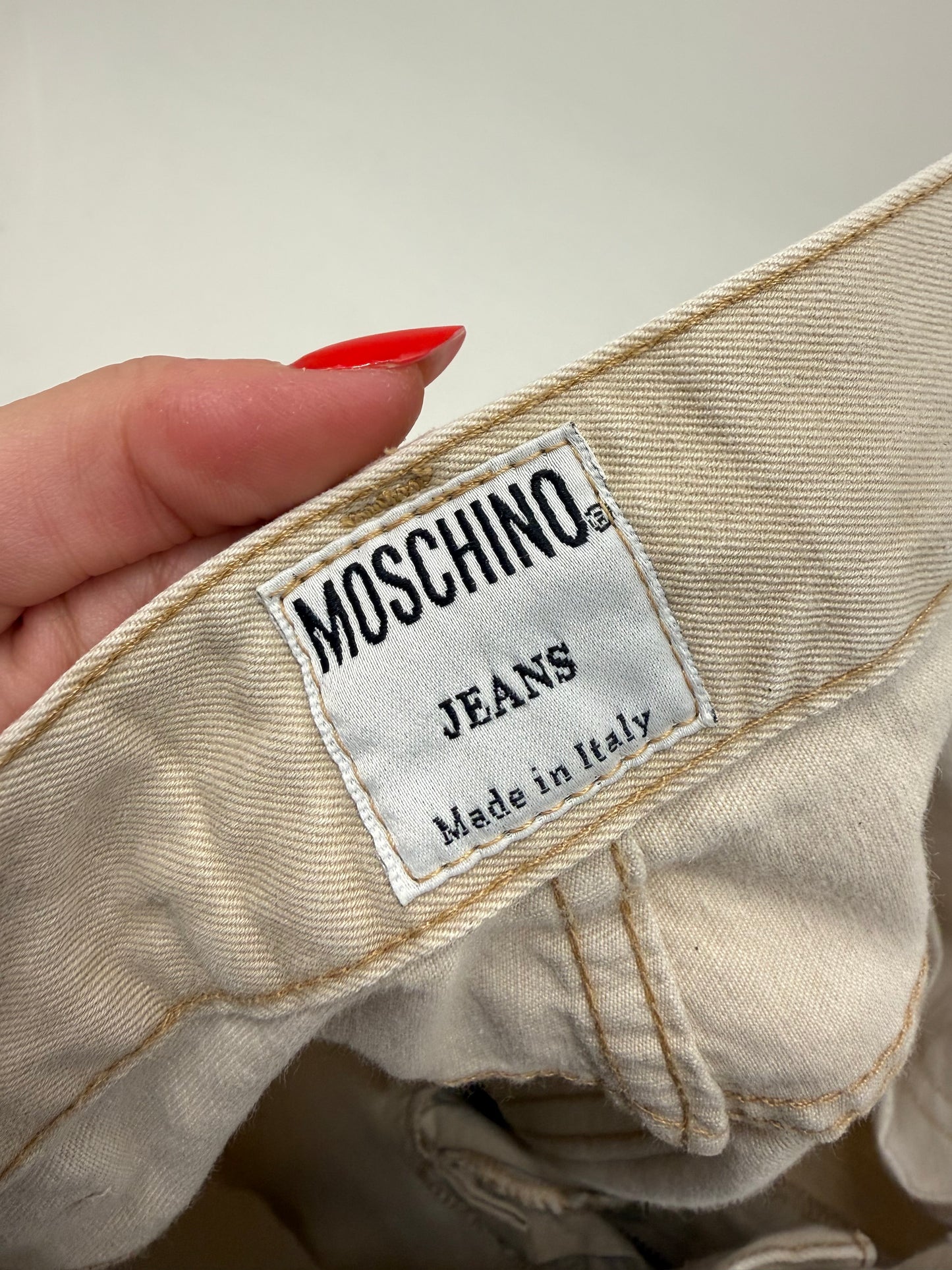 Jeans vintage tall Moschino camel cu talie ultra înaltă mom fit