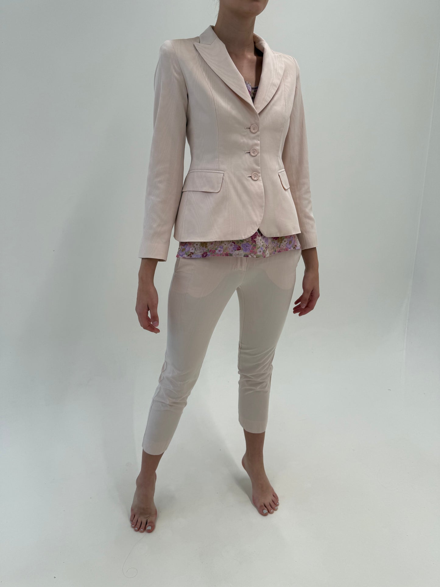 Costum Max&Co by Max Mara petite roz pudrat de vară în croi atemporal