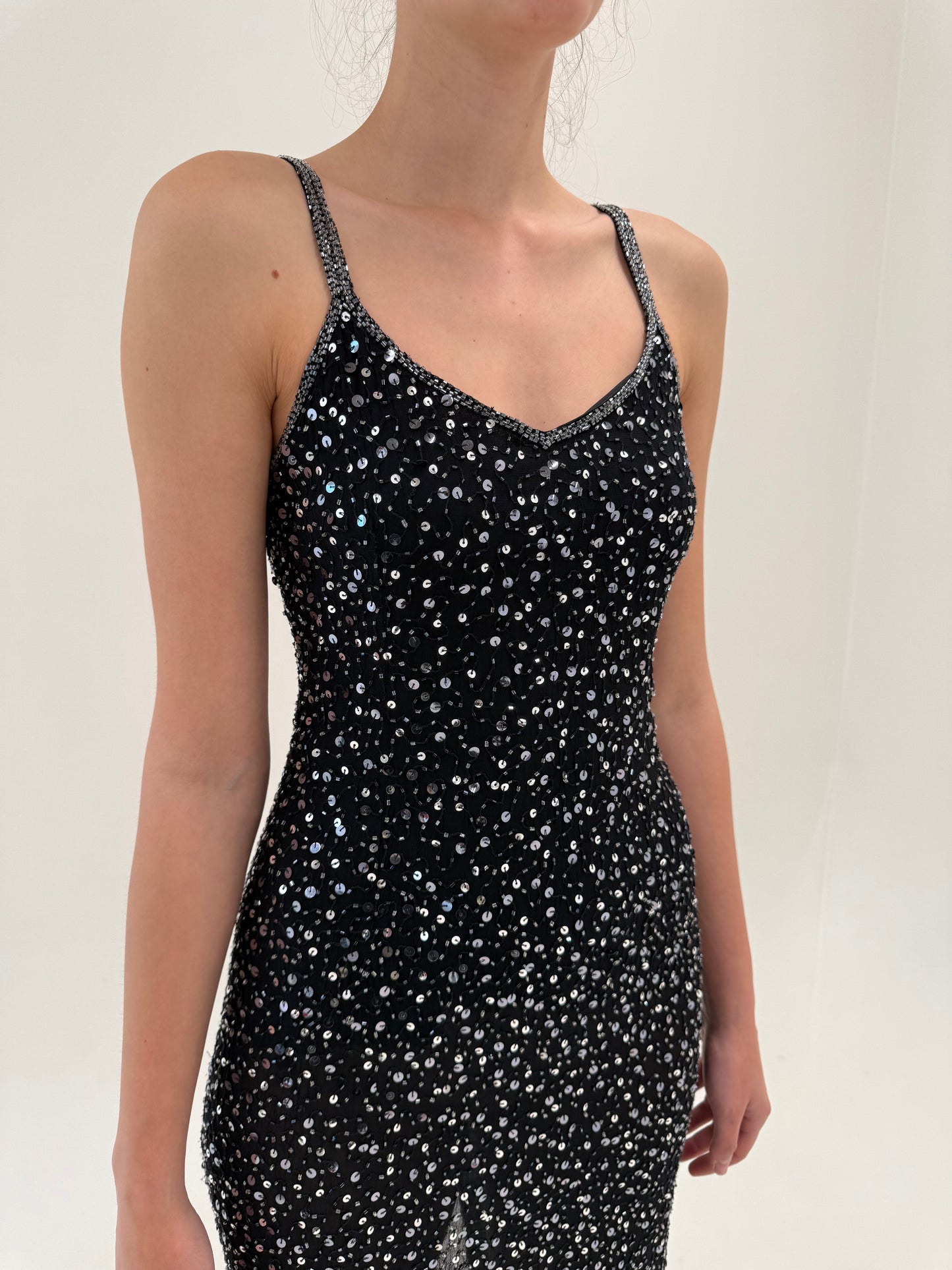 LBD vintage maxi bijterie integral cu aplicații manuale pe bază de mătase naturală