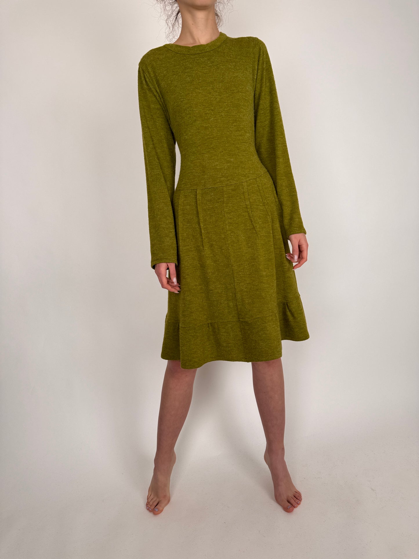 Rochie Olive green din lana extrafina