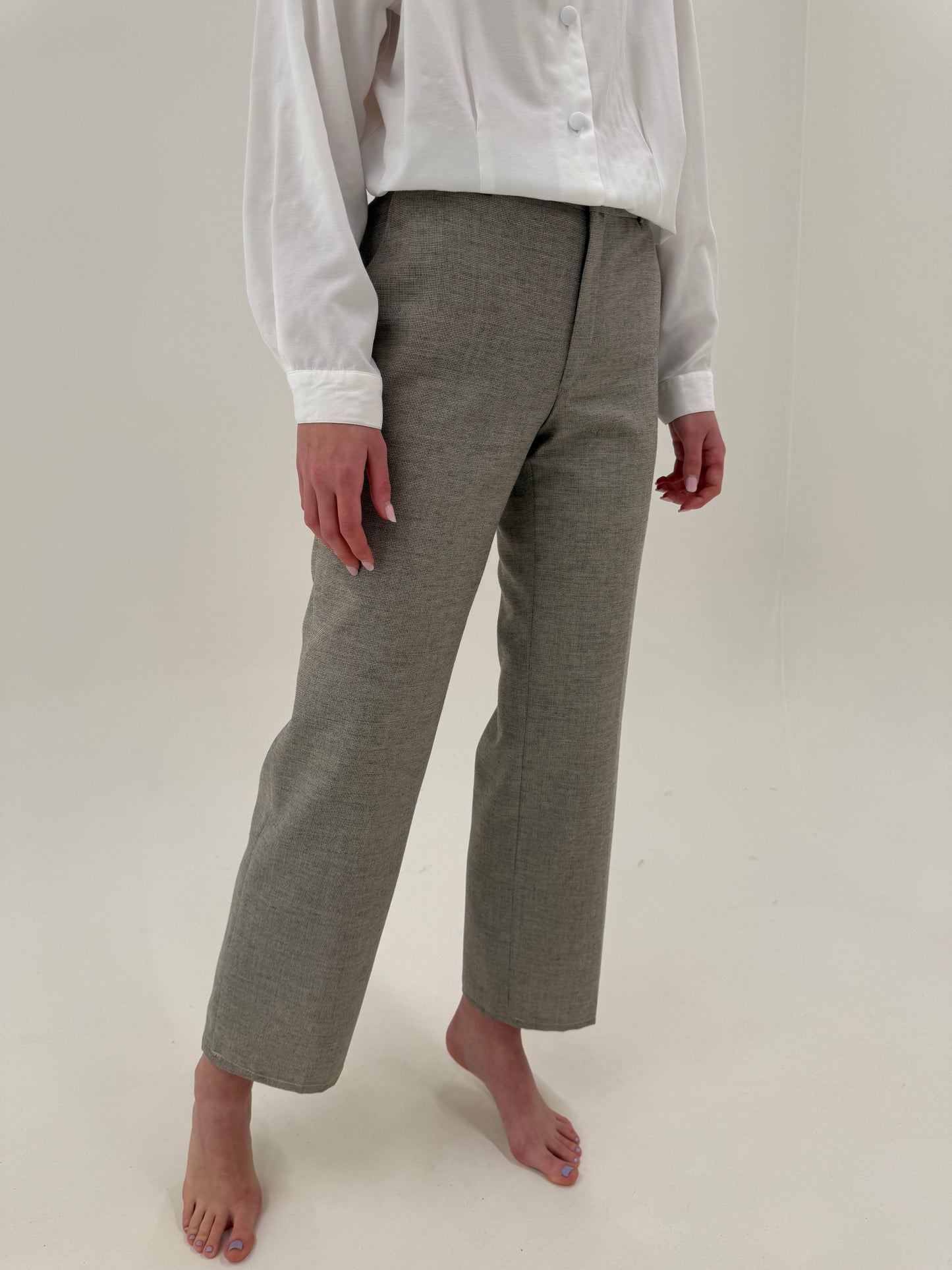 Pantaloni warm gray din lana extrafina melanj