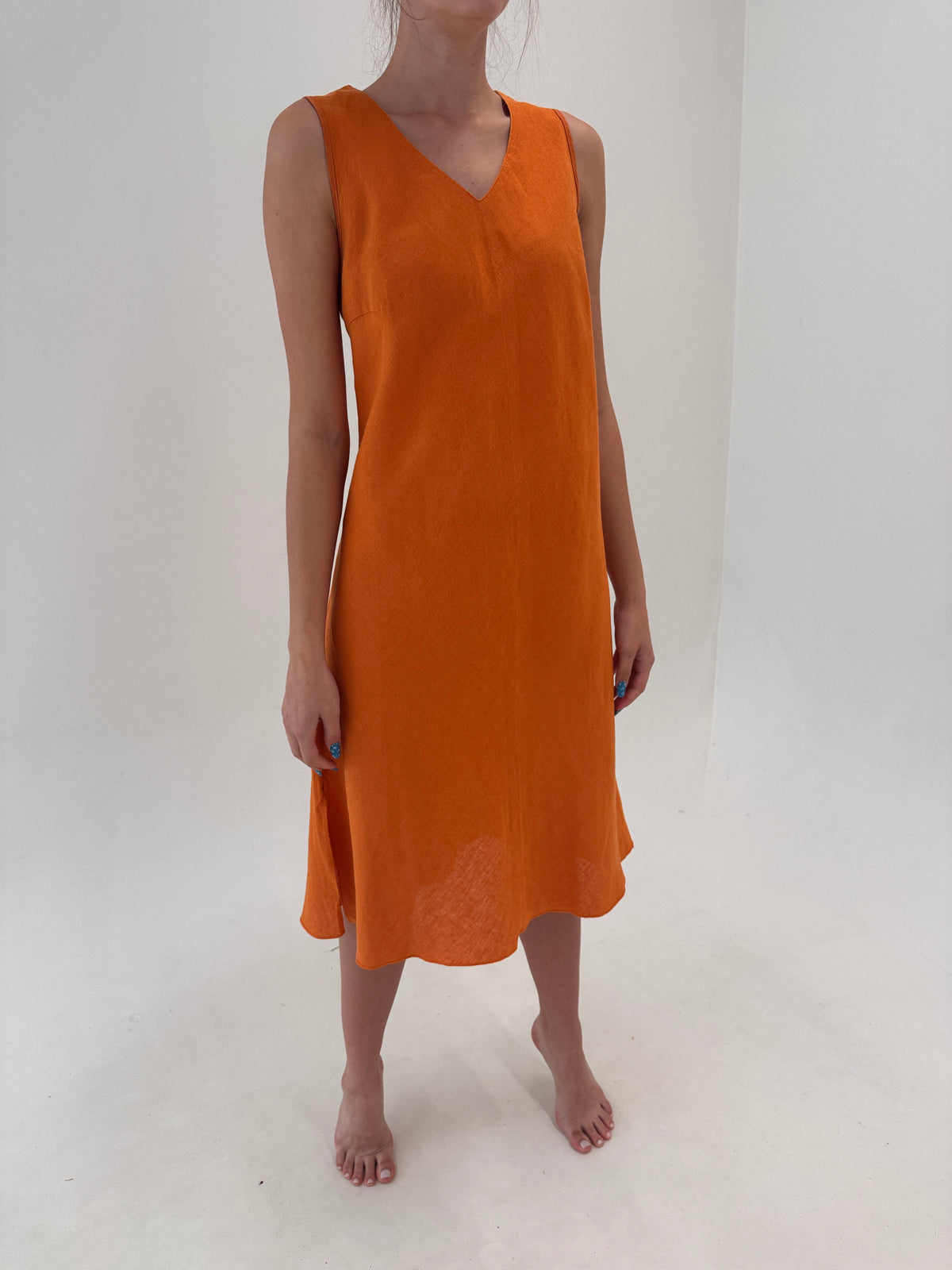 Rochie italiană pumkin orange din in premium in bie