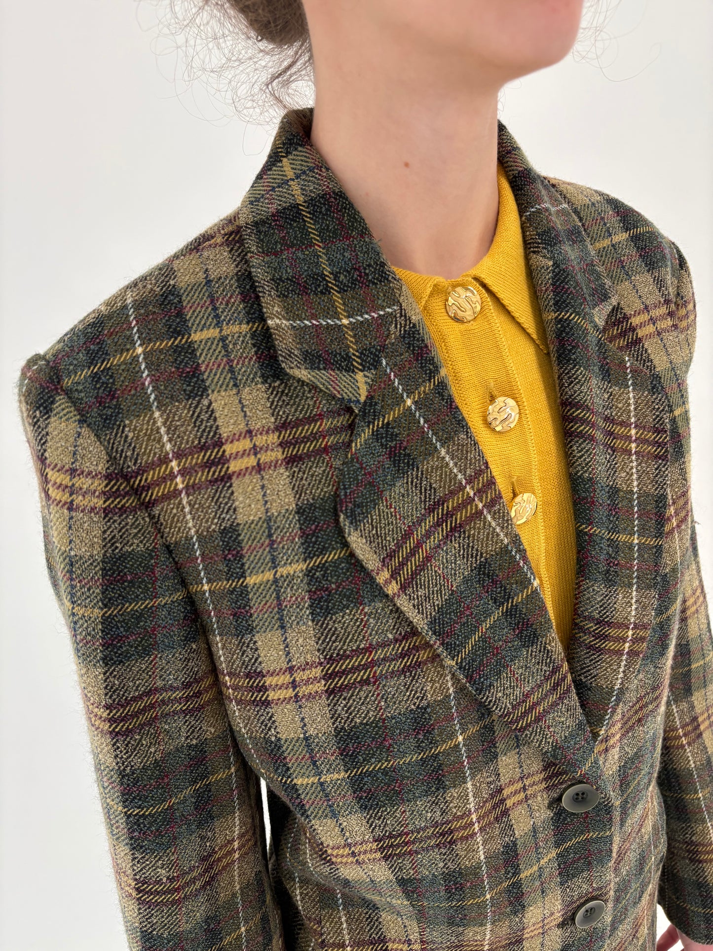 Sacou din tweed de lana în combinație superbă de culori