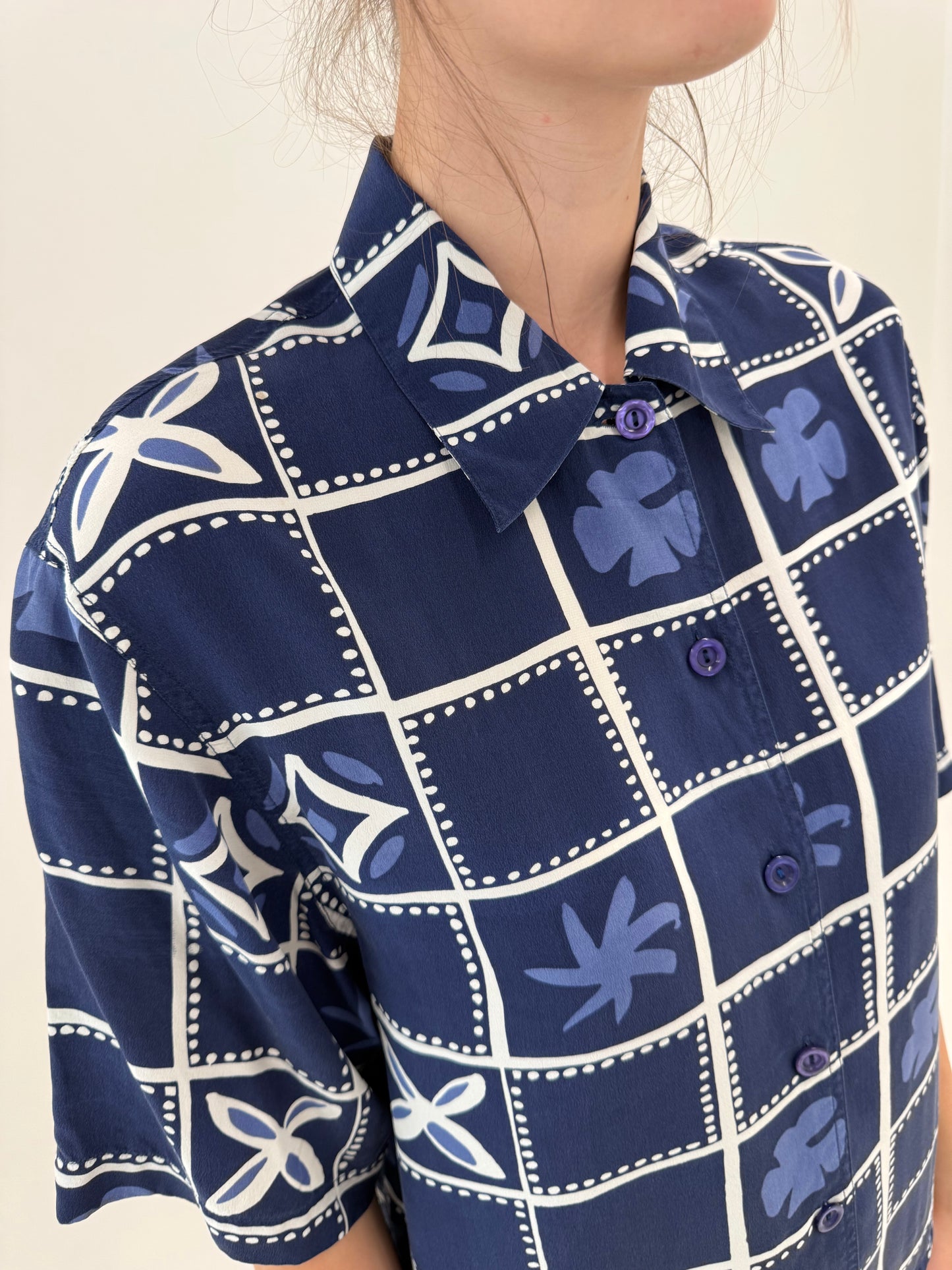 Cămașa vintage din twill de mătase naturala cu influențe nautice
