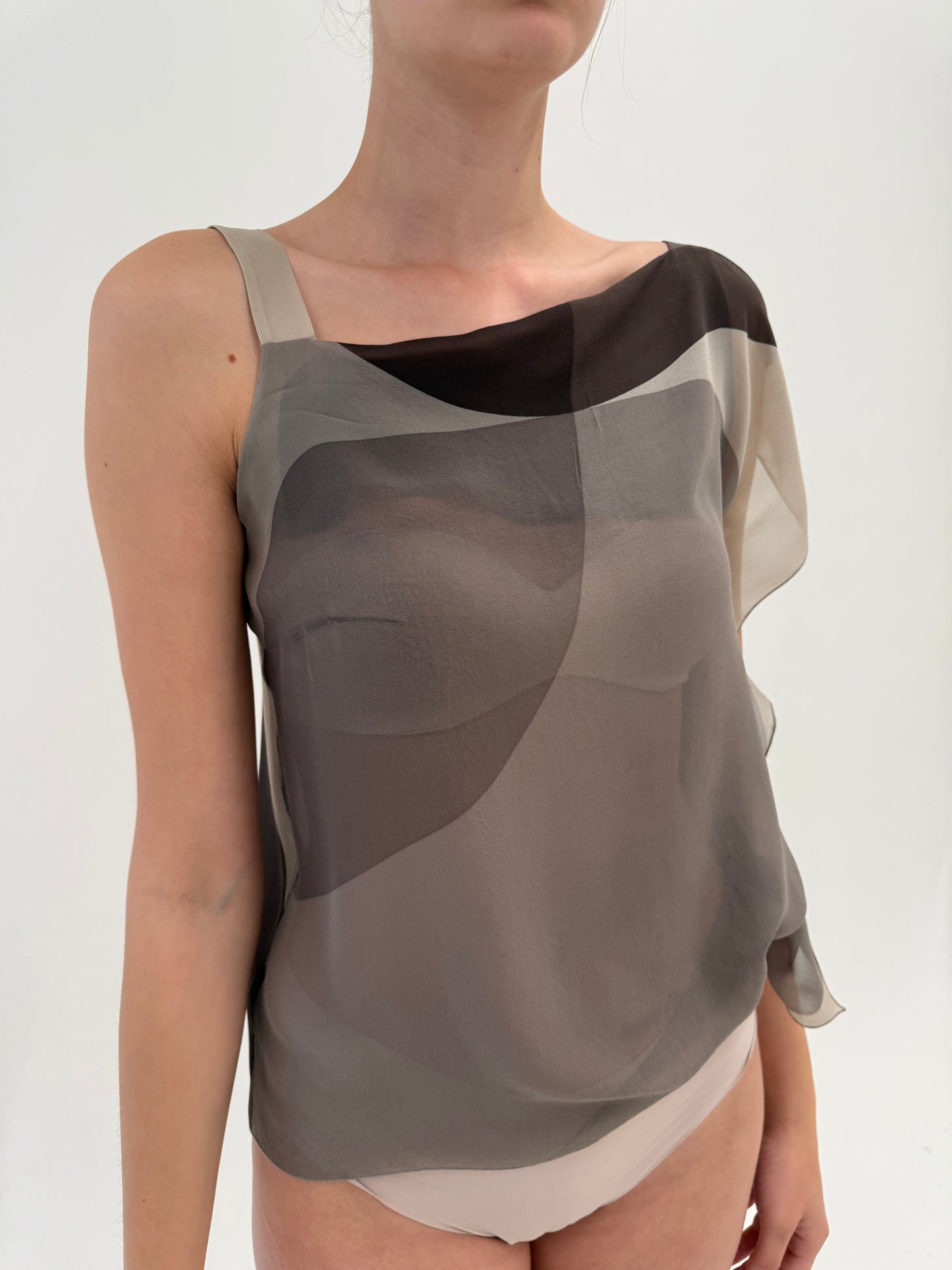 Top Max Mara ultra chic din mătase naturală sheer în culori neutre
