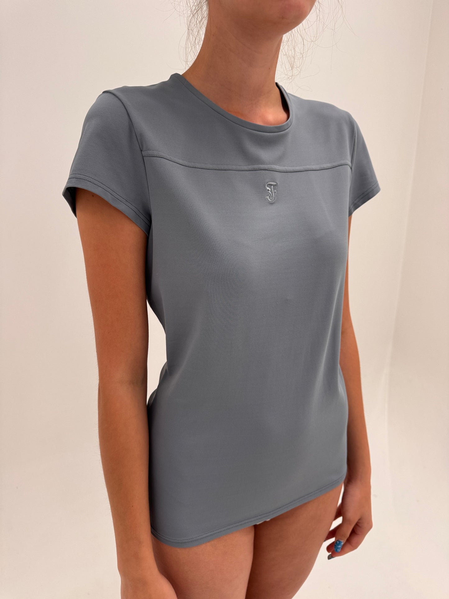 Top Gianfranco Ferre vintage cambrat silver gray din material tehnic pique
