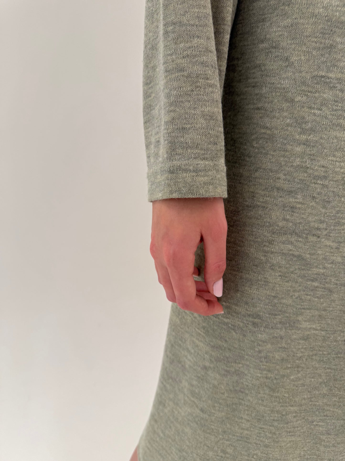 Rochie old vintage anii 80 din tricot de lana extrafina Sage green și camel