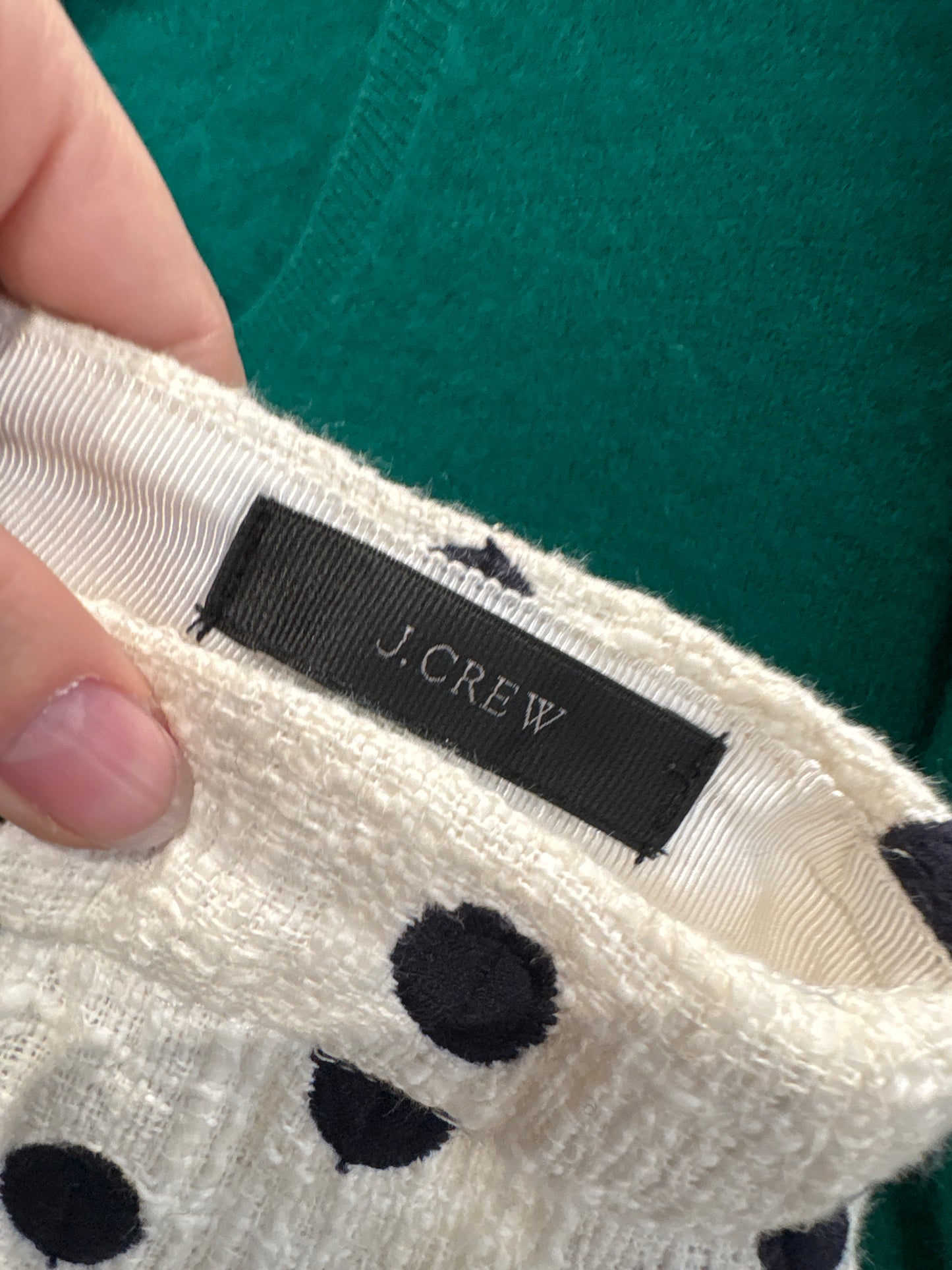 Fustă cu talie înaltă din tweed de bumbac cu buline