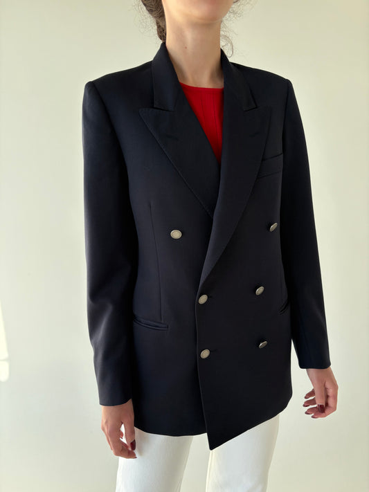 Sacou vintage italian excepțional cu nasturi metalici și închidere dublă