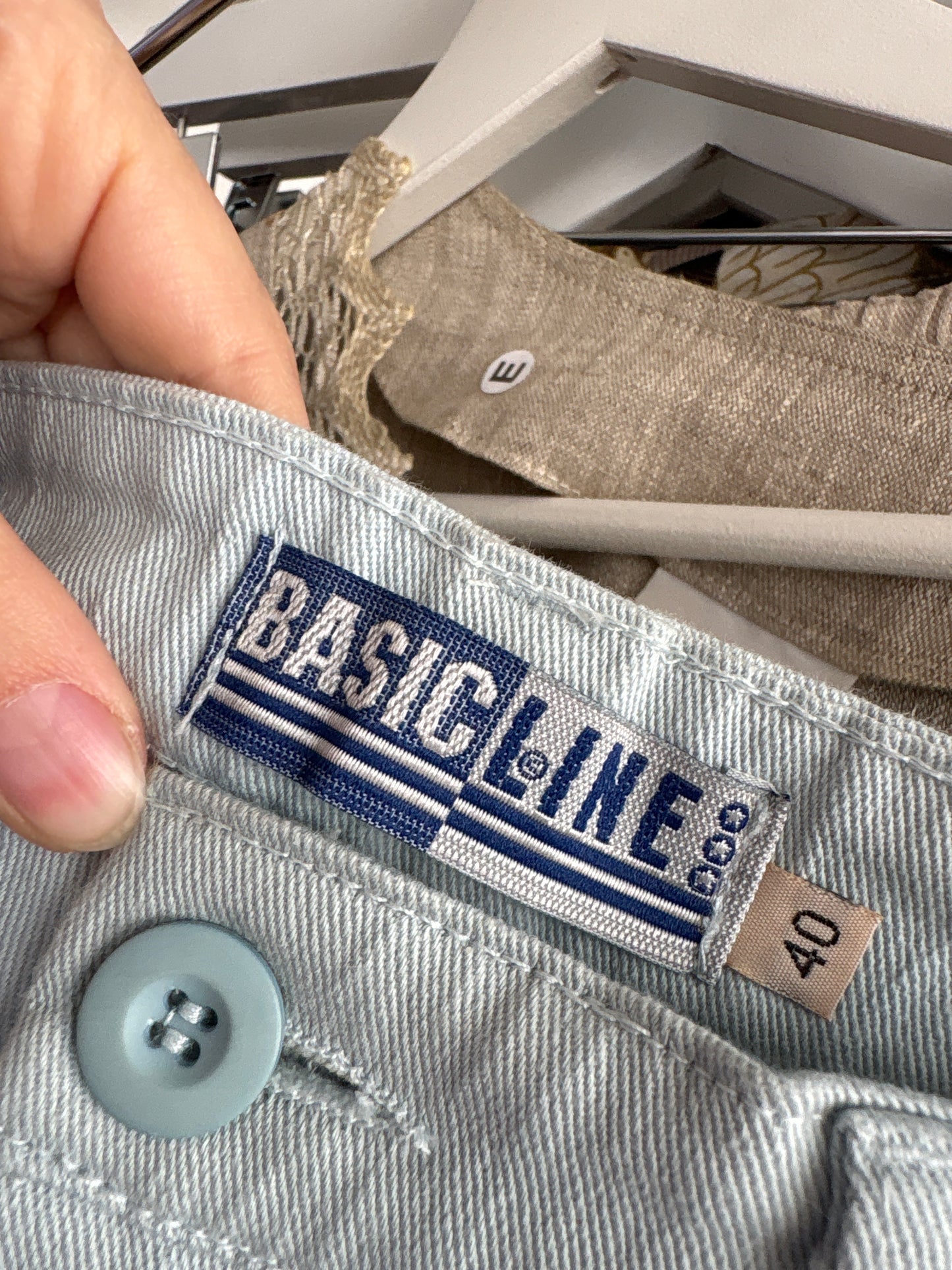 Pantaloni baby blue din bumbac ultra confort modelator cu talie ultra înaltă