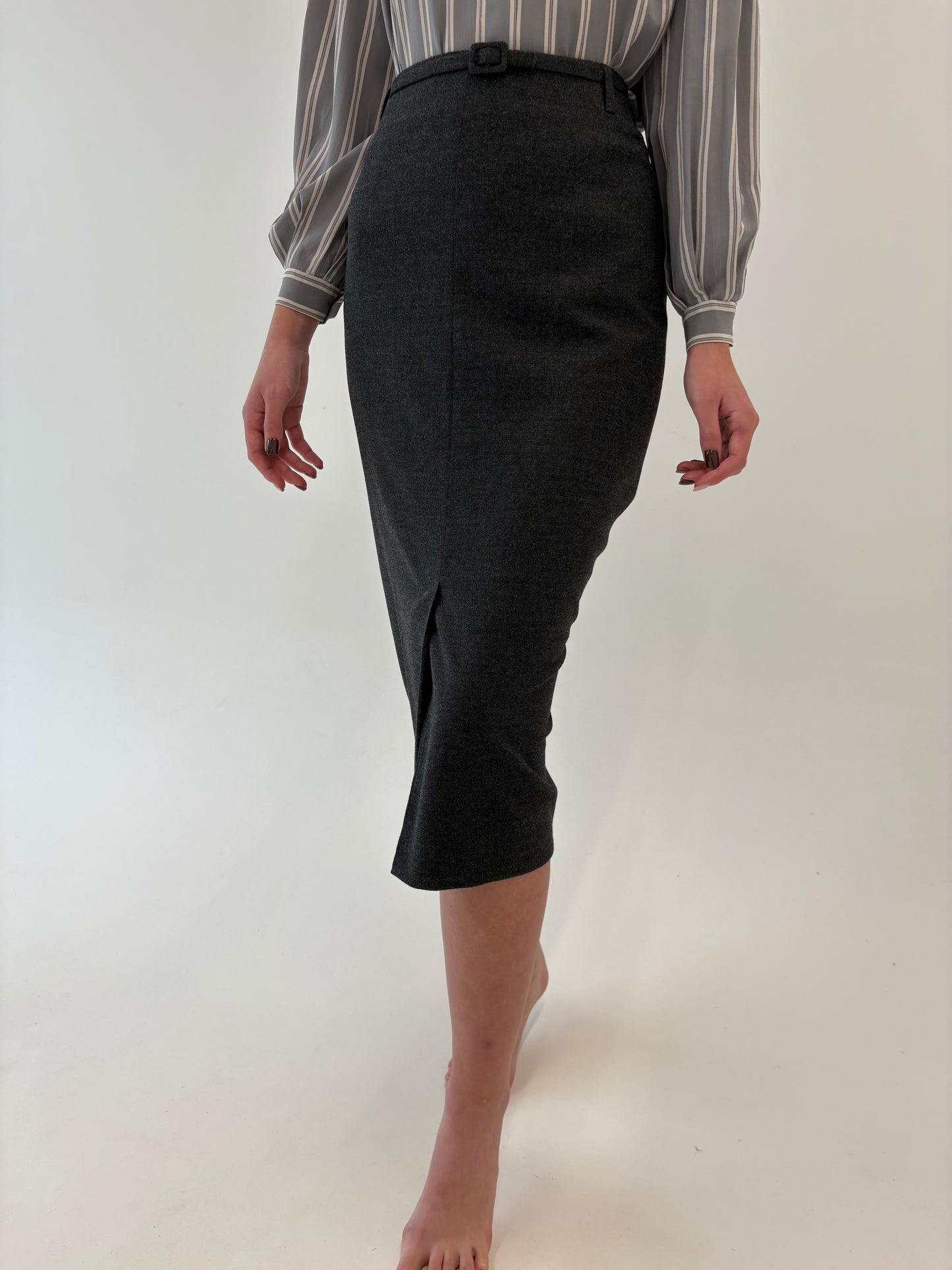 Fustă de brand super premium italian midi spre maxi din lana extrafina