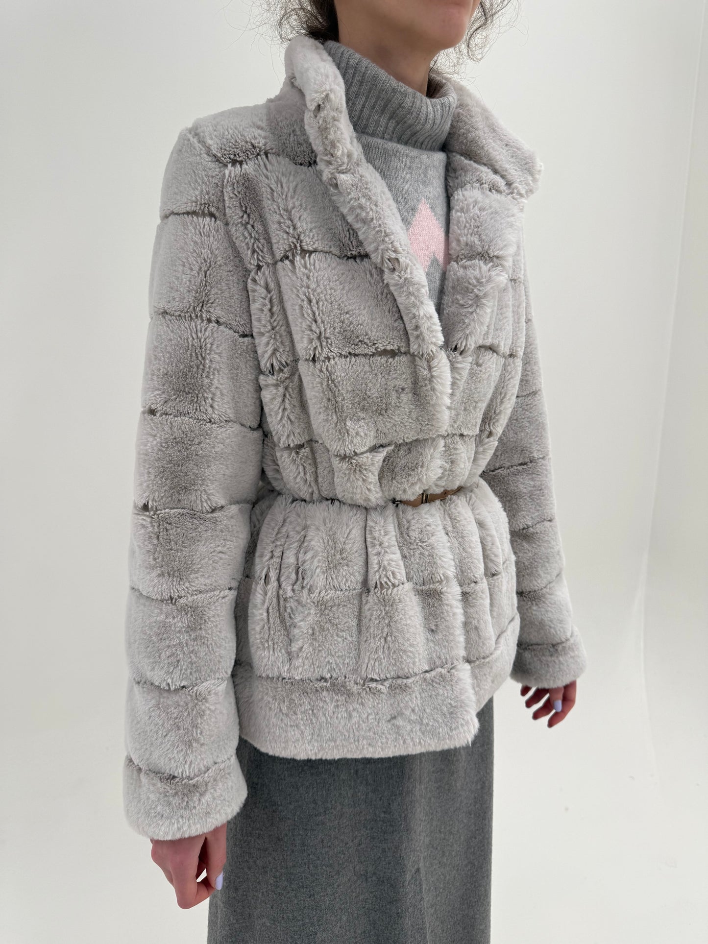 Blană eco silver gray italiană de la zi la seară