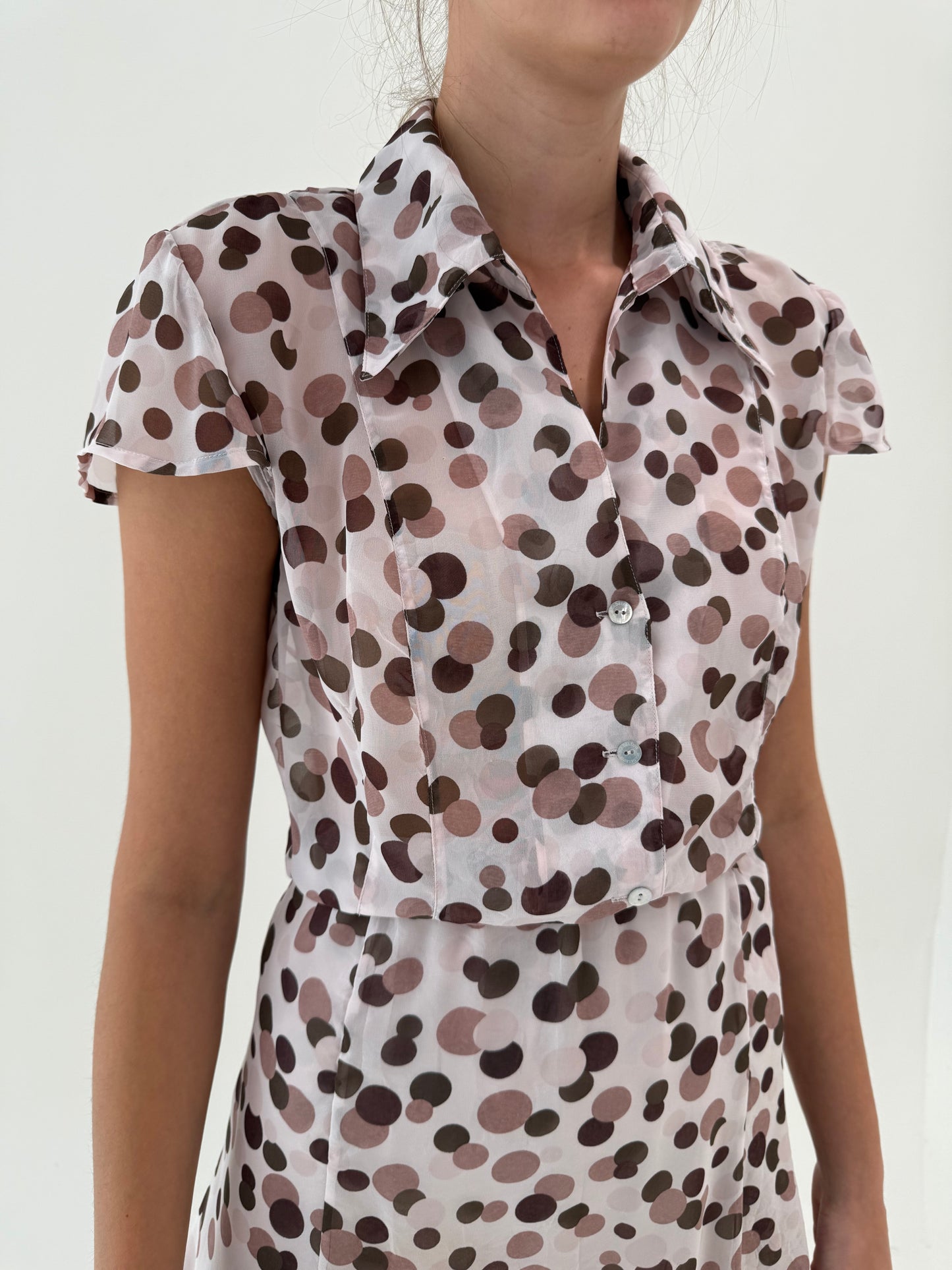 Set de brand premo Madeleine din panzica extrafina ca o organza moale cu buline