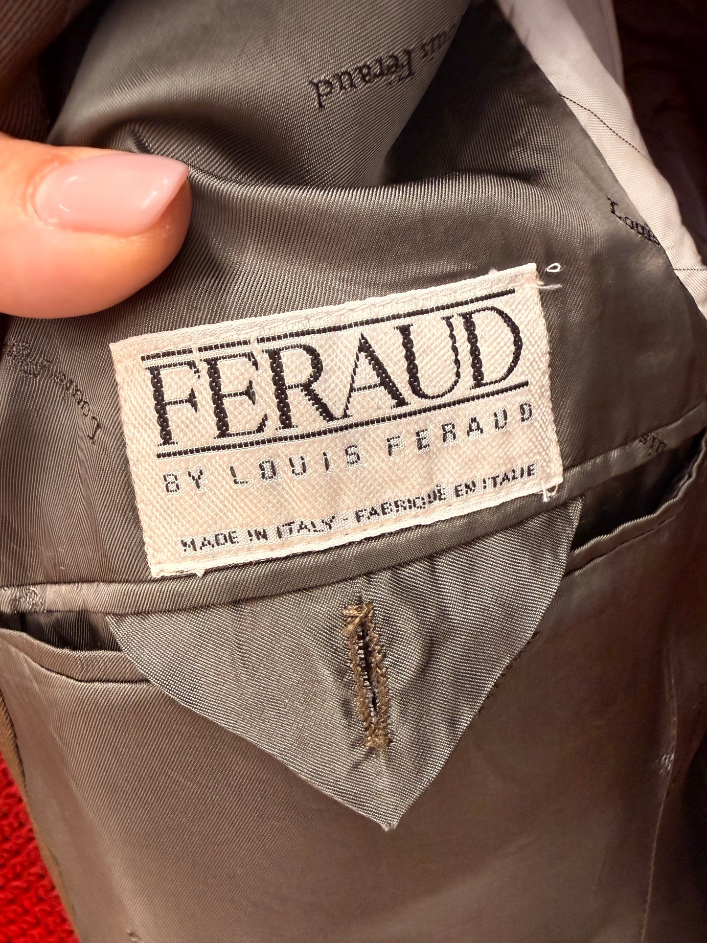 Sacou vintage luxury Feraud din stofita kaki în croi actual