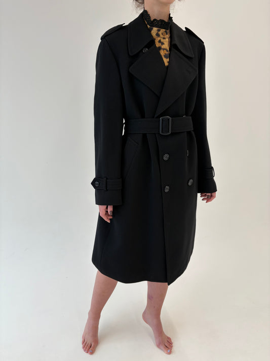 Palton vintage cu talie marcată din gabardină excepțională de lana