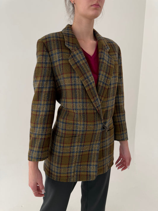 Sacou petite în carouri din lana pura virgină certificată în culori superbe