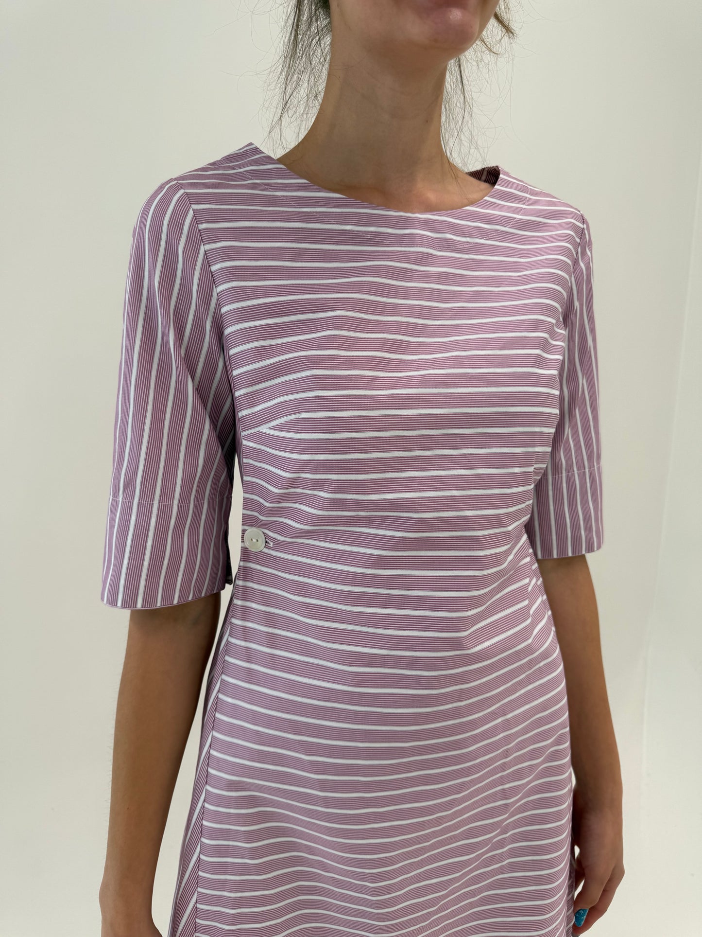 Rochie de brand super premium italian în croi actual din poplin de bumbac în dungi