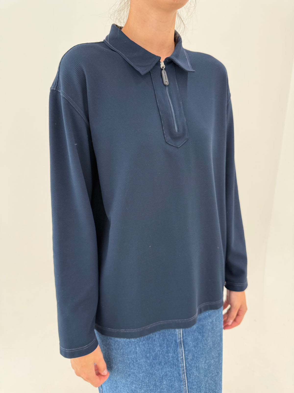 Zip-neck polo casual Trussardi honeycomb knit tehnic petite