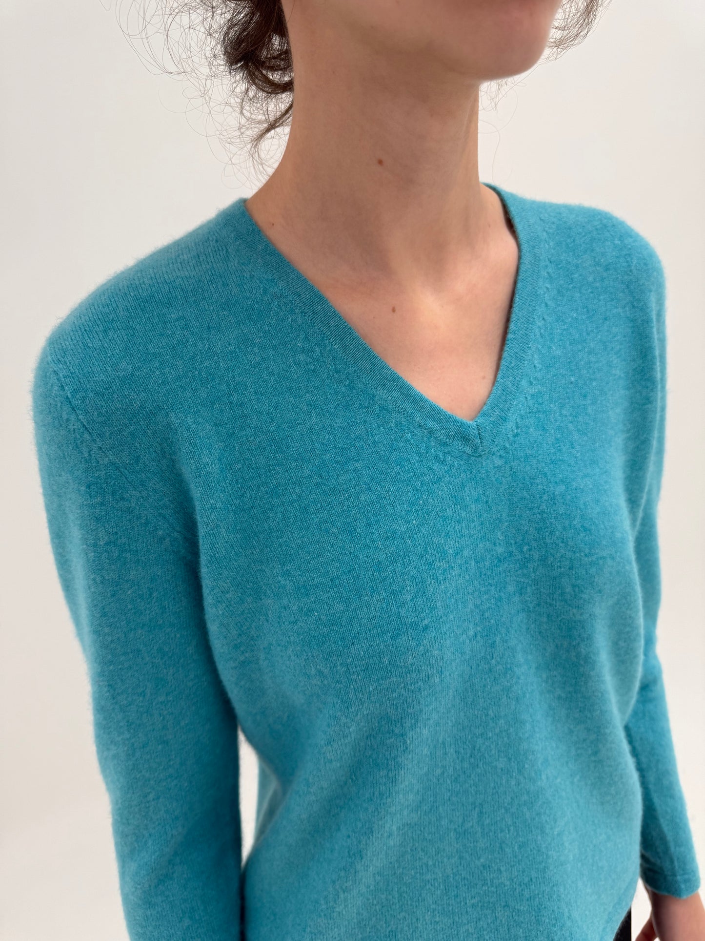 Pulover din cașmir în anchior turcoaz