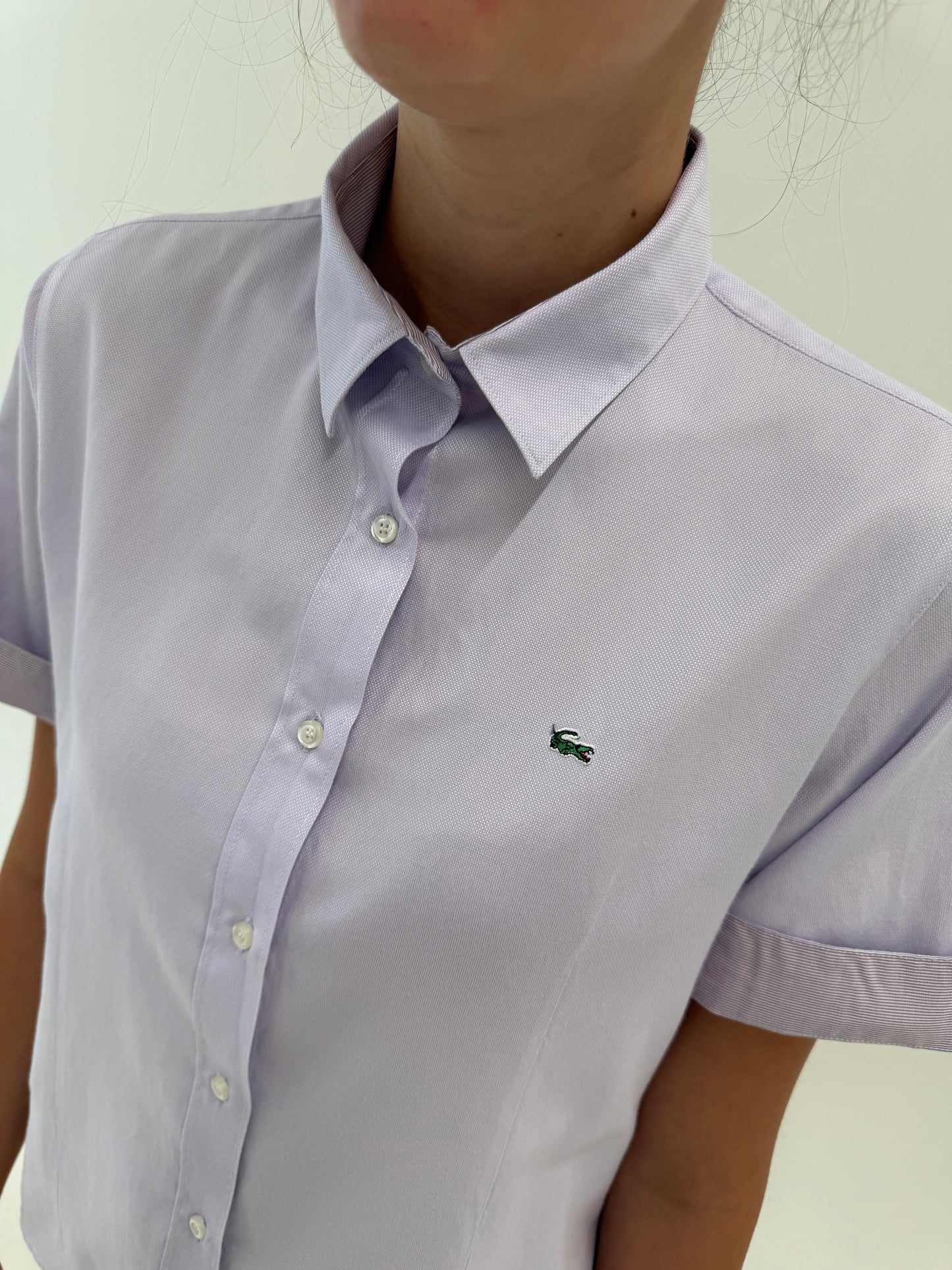 Cămașa lavandă Lacoste din bumbac premium texturat