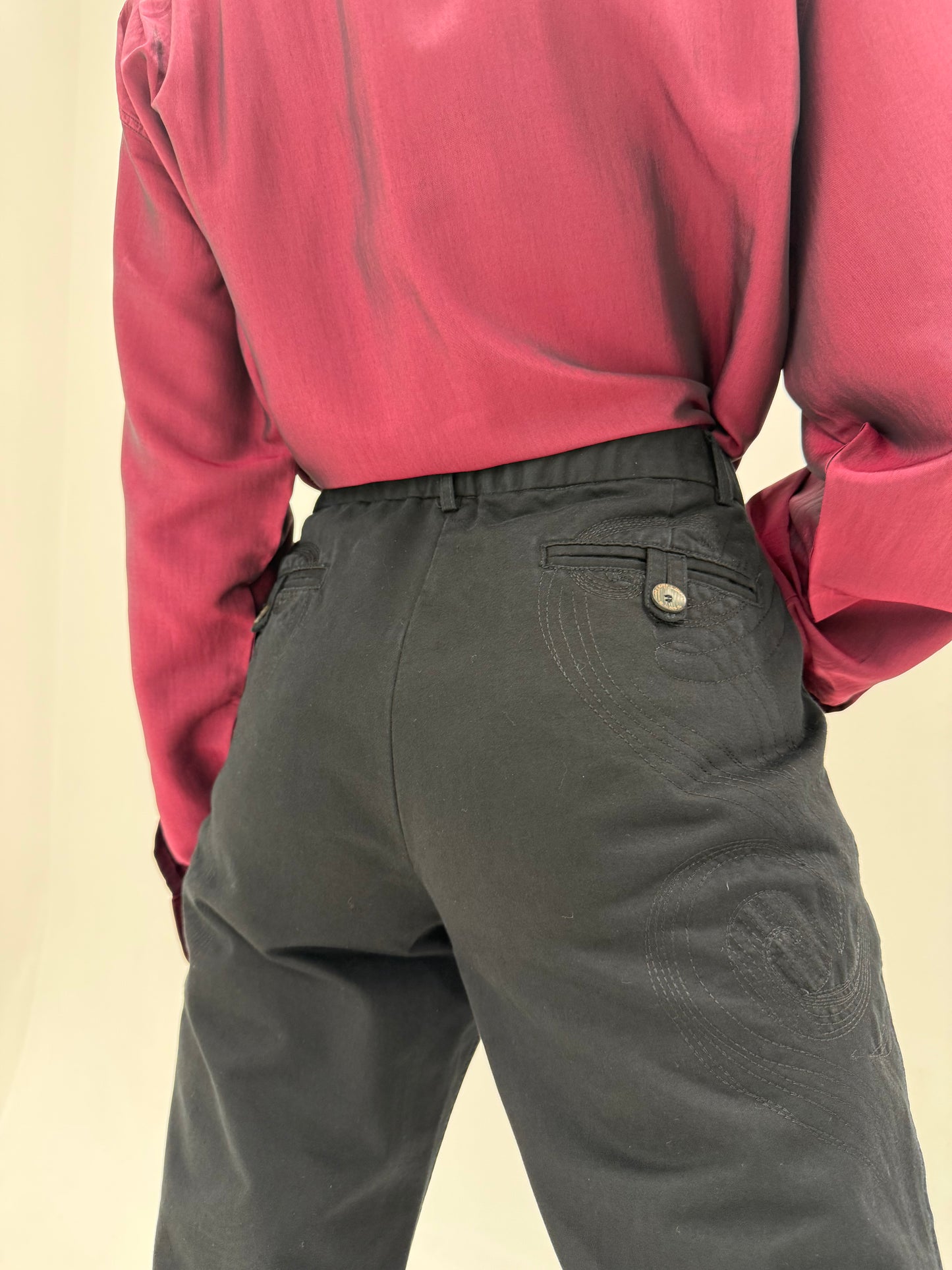 Pantaloni Roberto Cavalli chinos negri din bumbac premium