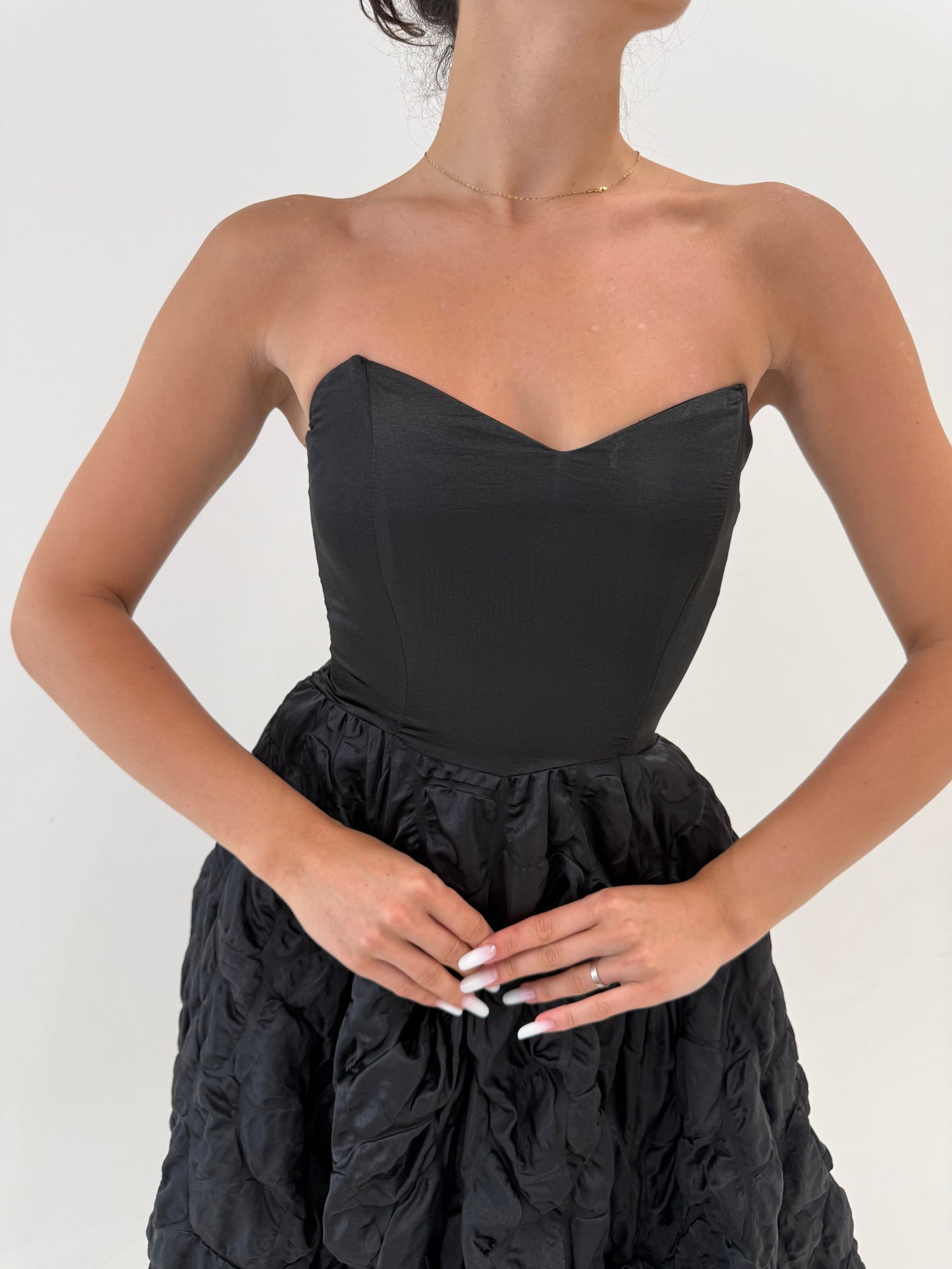 LBD vintage in croi de ani 50 excepțională ch corset si fustă texturată