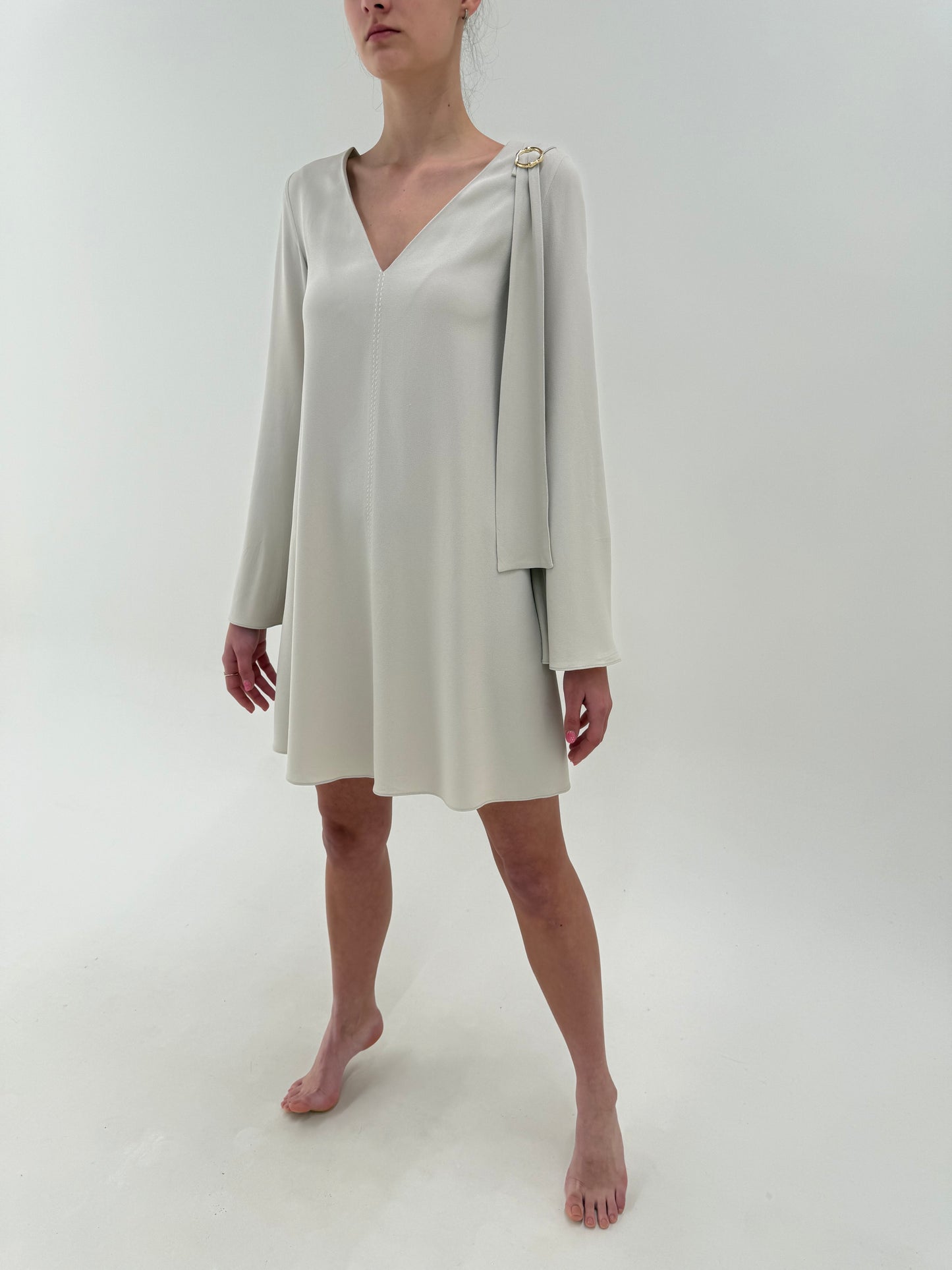 Rochie nouă luxury Trussardi de la business la cocktail silver gray