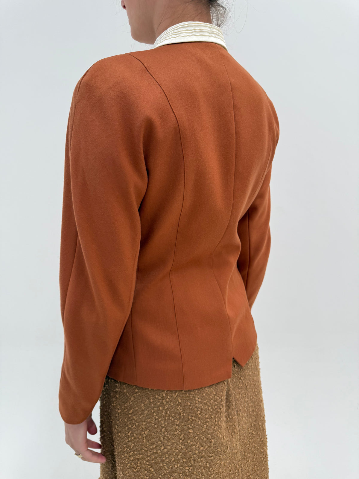 Sacou vintage teracotta cambrat din lanita extrafina