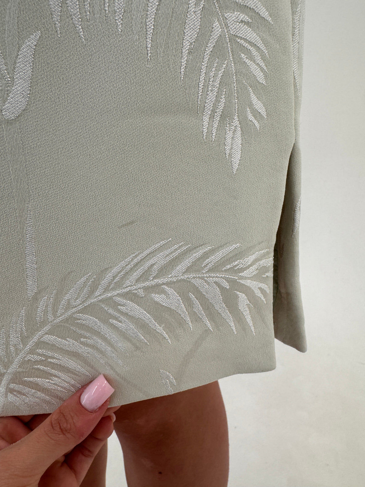 Fustă Louis Feraud vintage luxury din jacquard 50% mătase naturală mint green