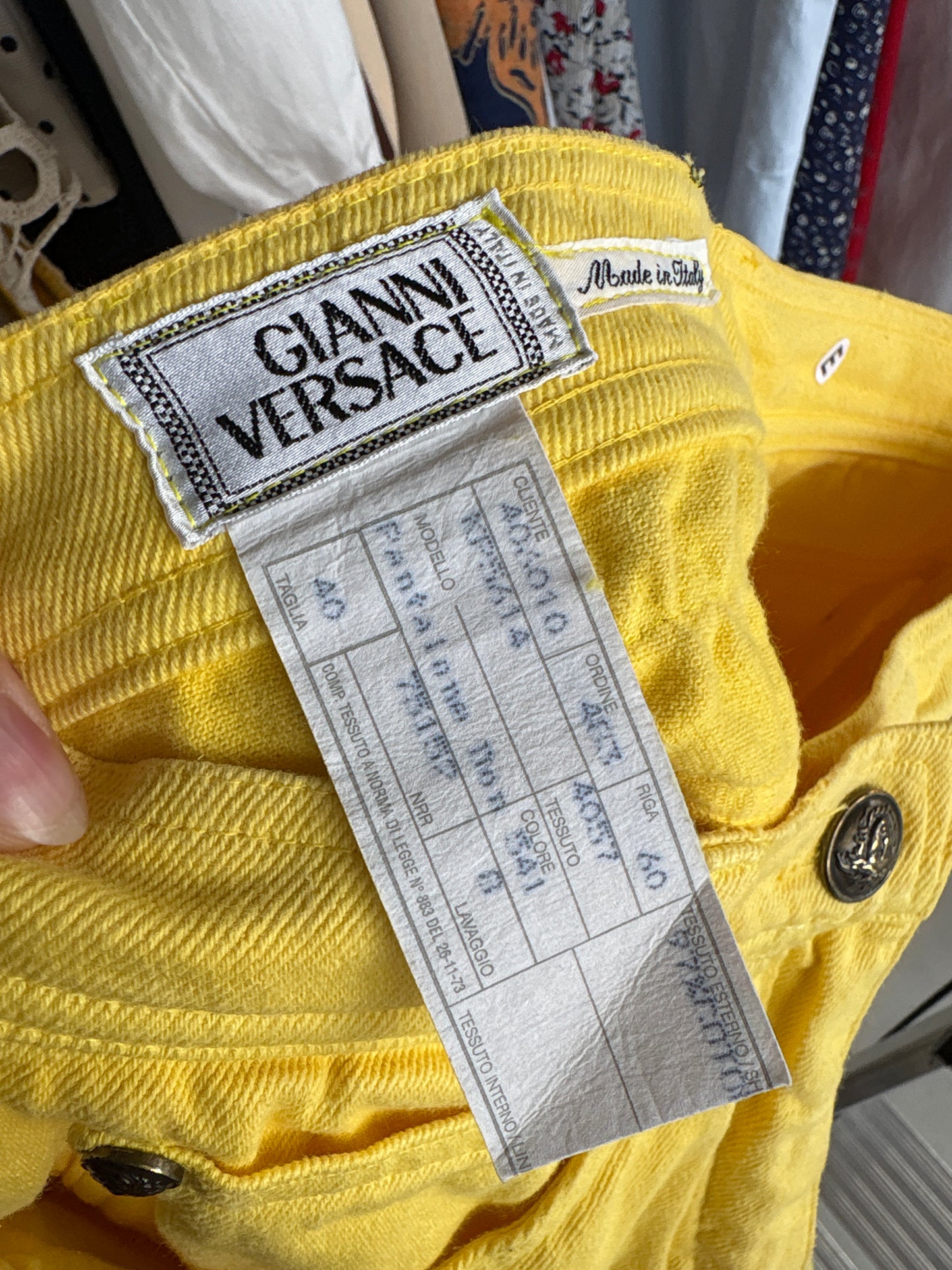 Pantaloni vintage Versace cu talie înaltă și influențe casual din bumbac