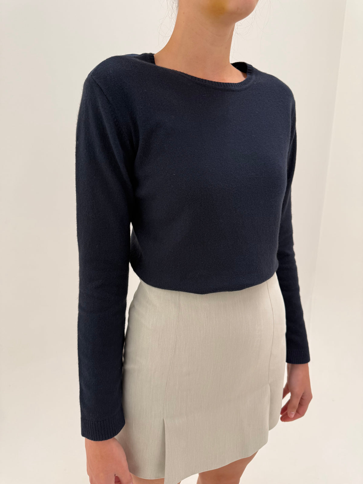 Pulover Burberry din lana extrafina și bumbac Navy blue