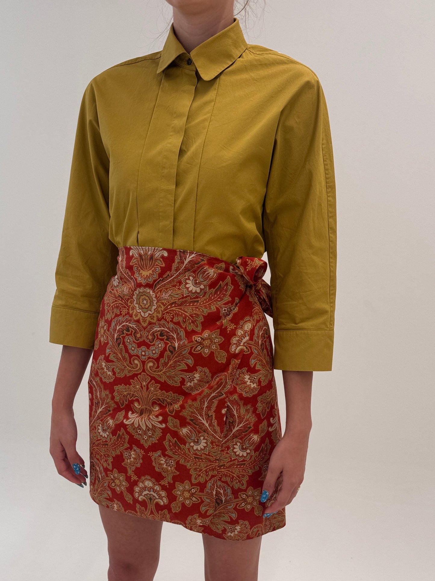 Fustă Ralph Lauren petrecută cin cea mai fină pânză de bumbac cu print paisley