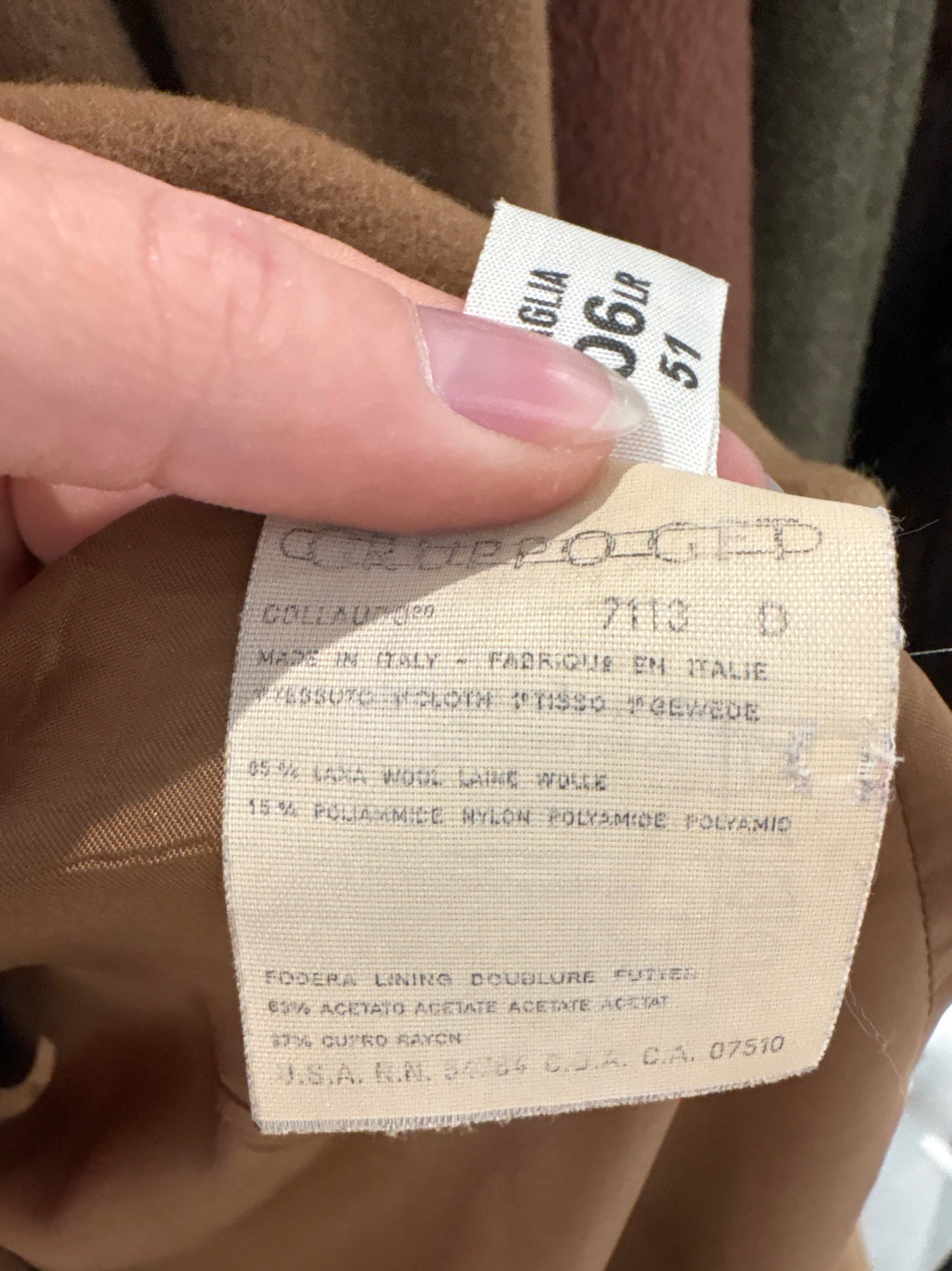 Palton plus size luxury italian camel cu cordon din lana extrafina