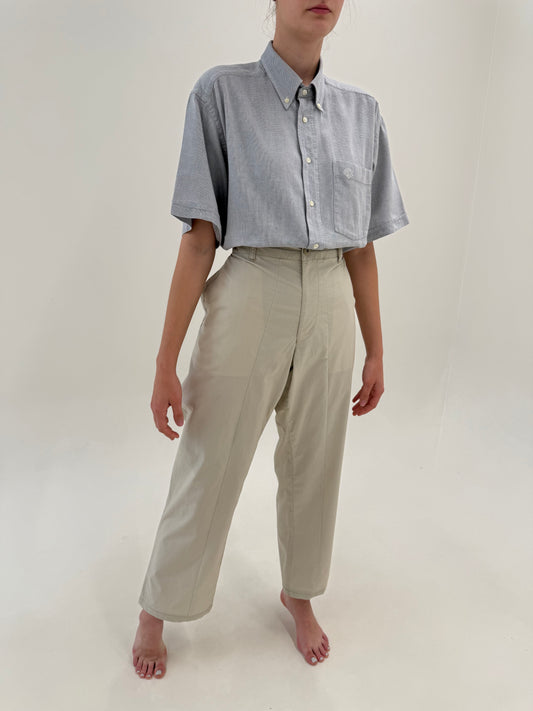 Pantaloni Hugo Boss de vară din poplin excepțional de bumbac sand nude