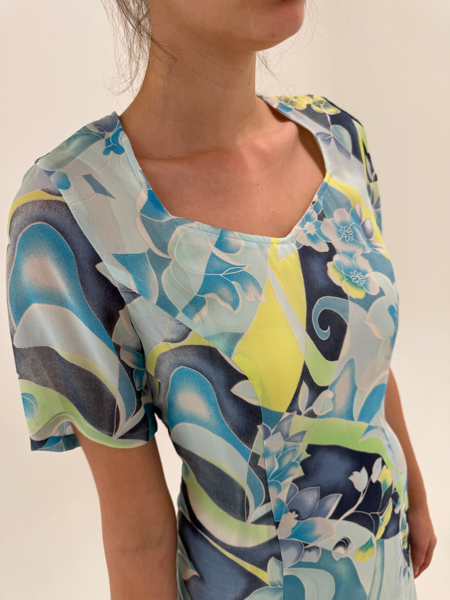 Rochie maxi în croi A-line cu print nouă cu etichetă