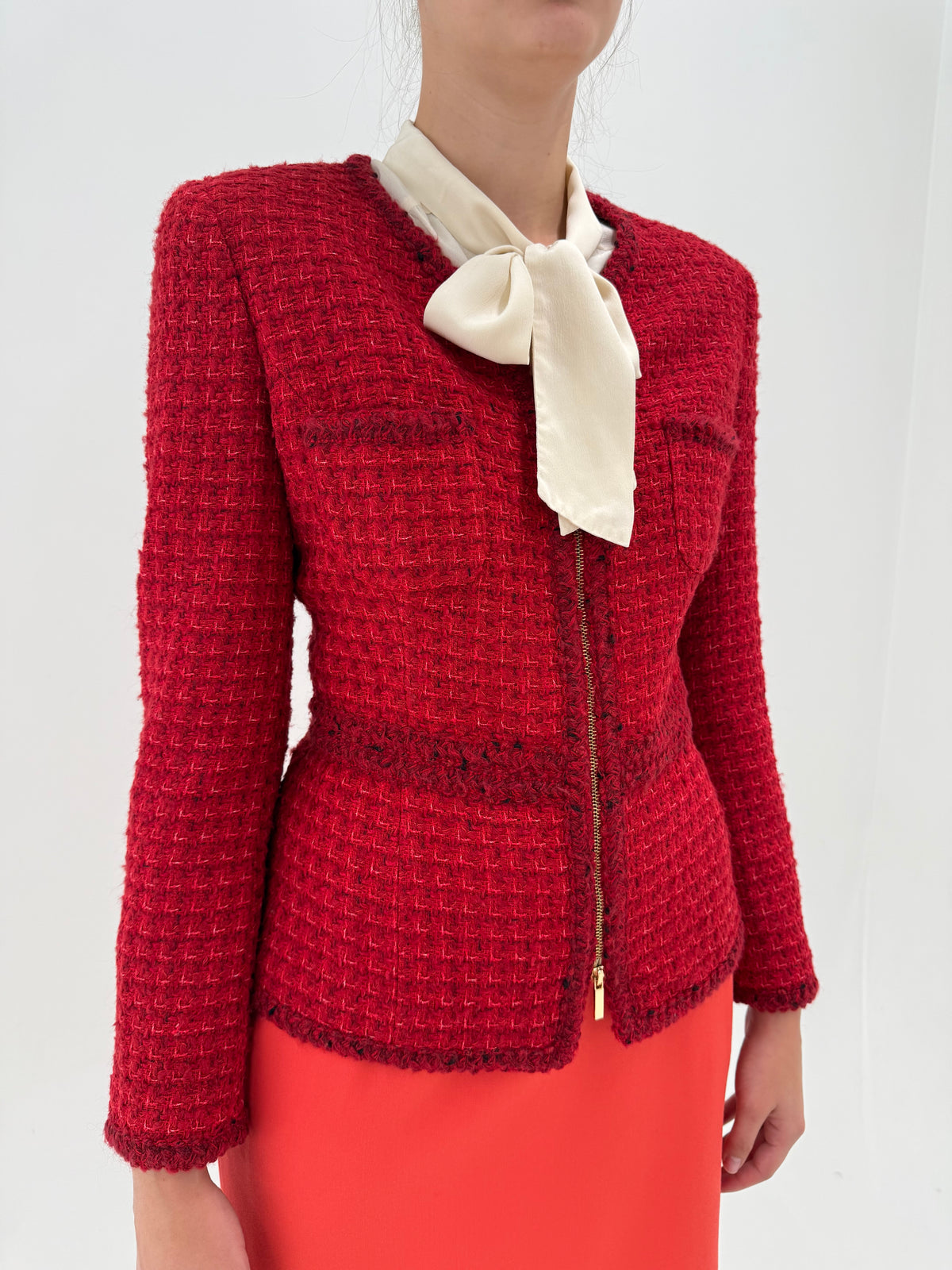 Sacou Luisa Spagnoli din tweed excepțional de lana în stil Chanel
