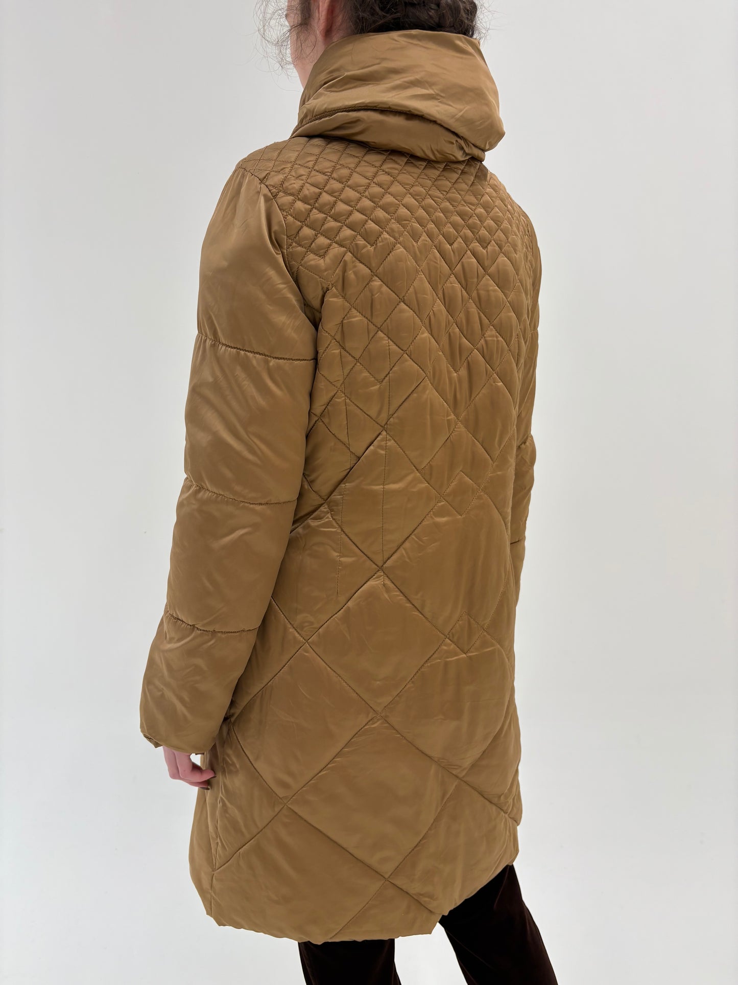 Geacă business lungă camel italiana la matlasata groasă