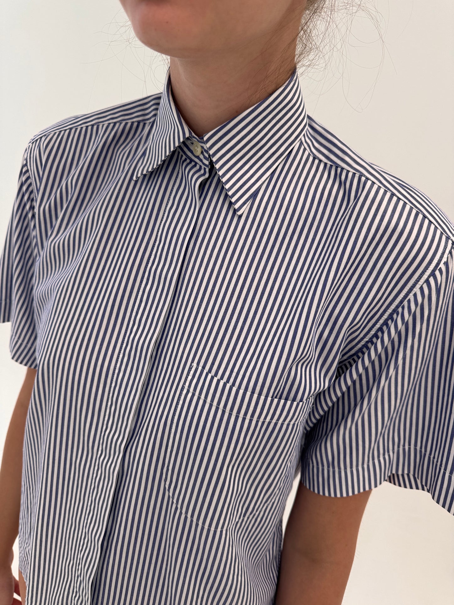 Cămașa luxury Trussardi din poplin excepțional de bun ca în dungi