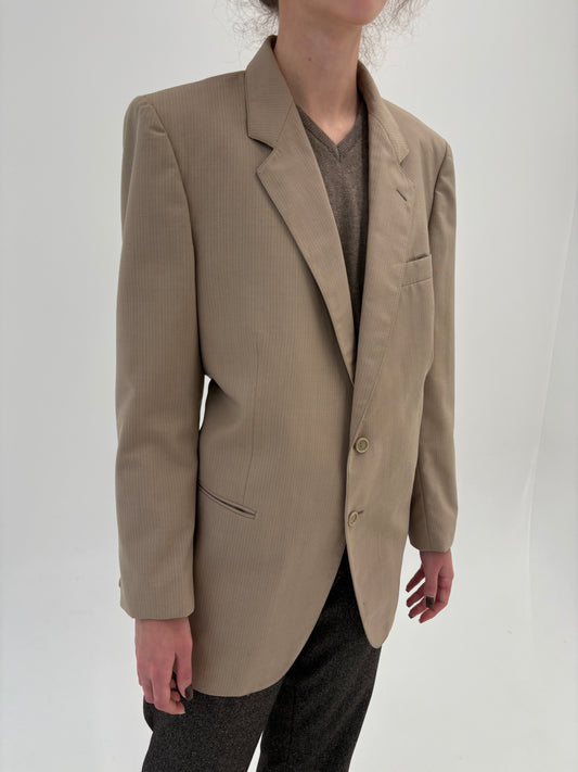 Sacou italian light nude din stofă de lana extrafina structurată