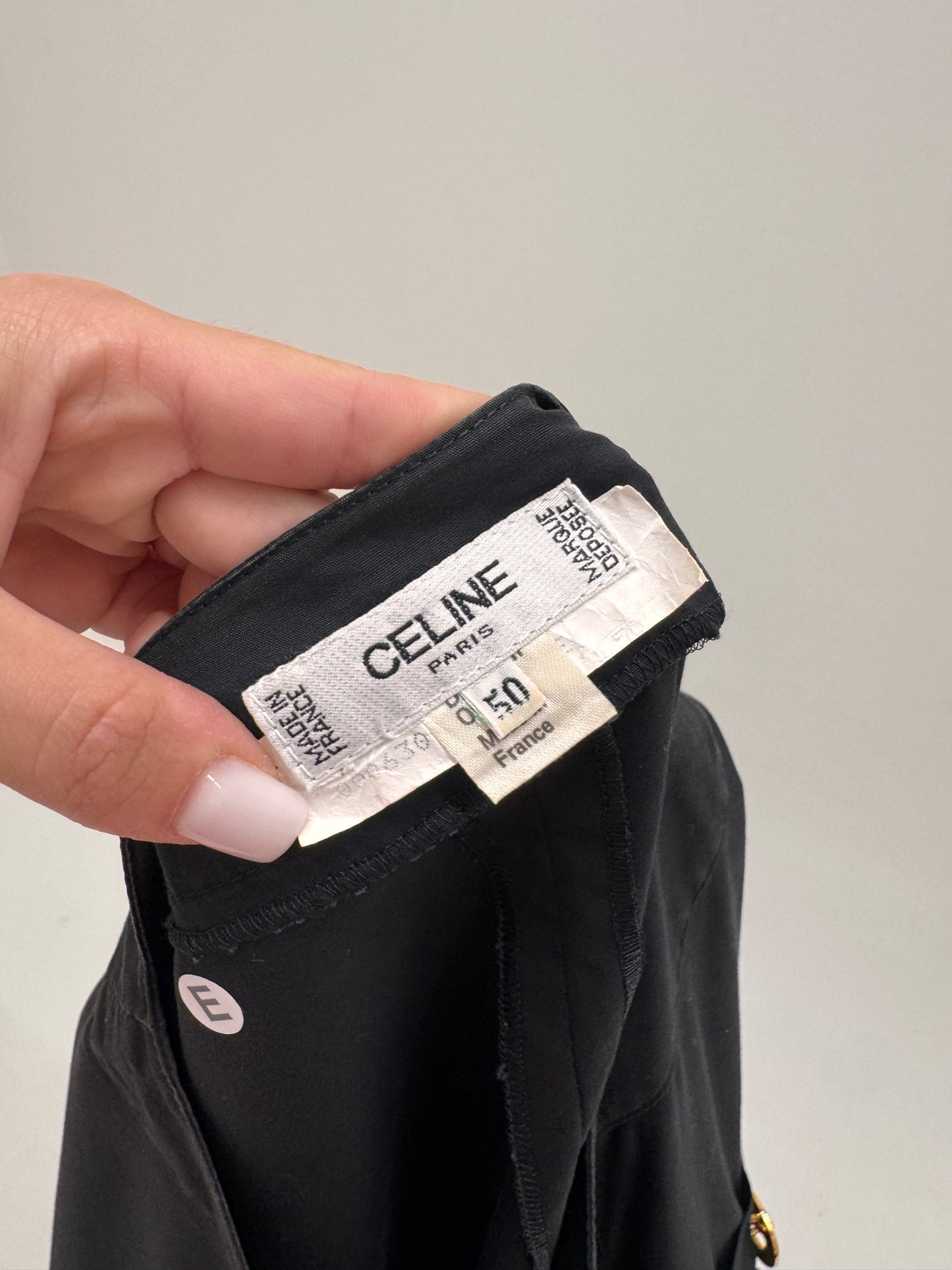 Jacheta vintage Celine de arhivă sfârșit de ani 80 cu nasturi metalici aurii cu logo