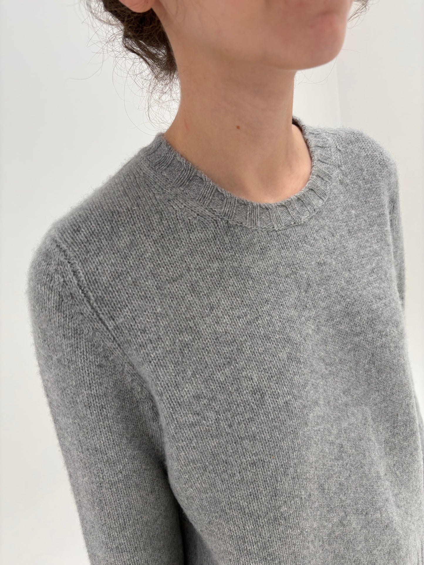 Pulover silver gray din cașmir high end multiply cu grad redus de peeling